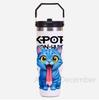 30Oz K-Pop Portable Car Cup Stainless Steel Thermos Cup with Straw Travel Sports Water Bottle with Handle Cover Coffee Vacuum Flask