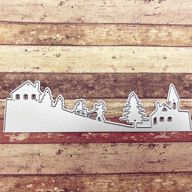 Weihnachtshaus Metall Stanzschablonen Schablone für DIY Scrapbooking Fotoalbum Prägepapier Karten Basteln Stanzteile