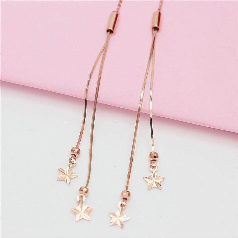 Exquisite Russian 585 Purple Gold Fringed Star Earrings Ins Small Fresh Korean Version Rose Gold Plated Colored Gold Earrings