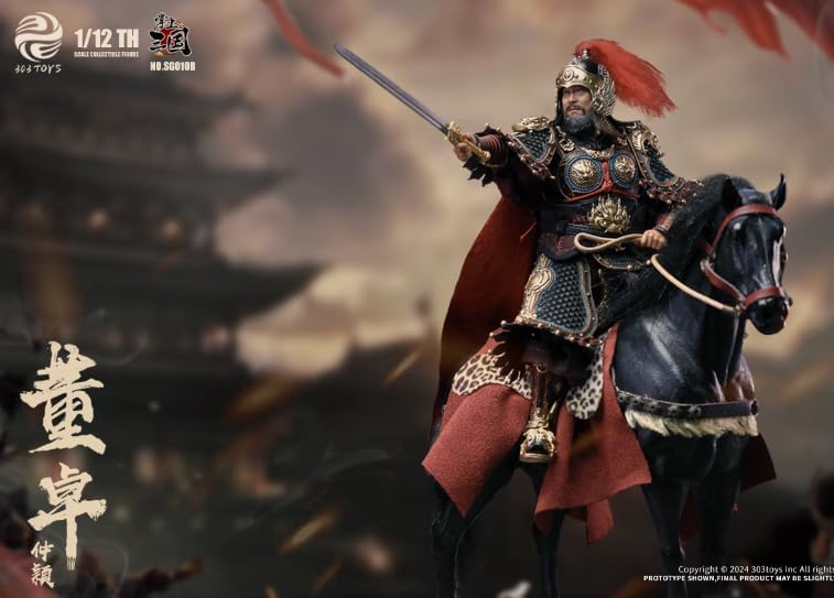 303TOYS Pocket Romance of the Three Kingdoms Mei Hou Dong Zhuo Zhongying Deluxe Rider Horse Version SG010B Articulated Action Figure Accessories Full