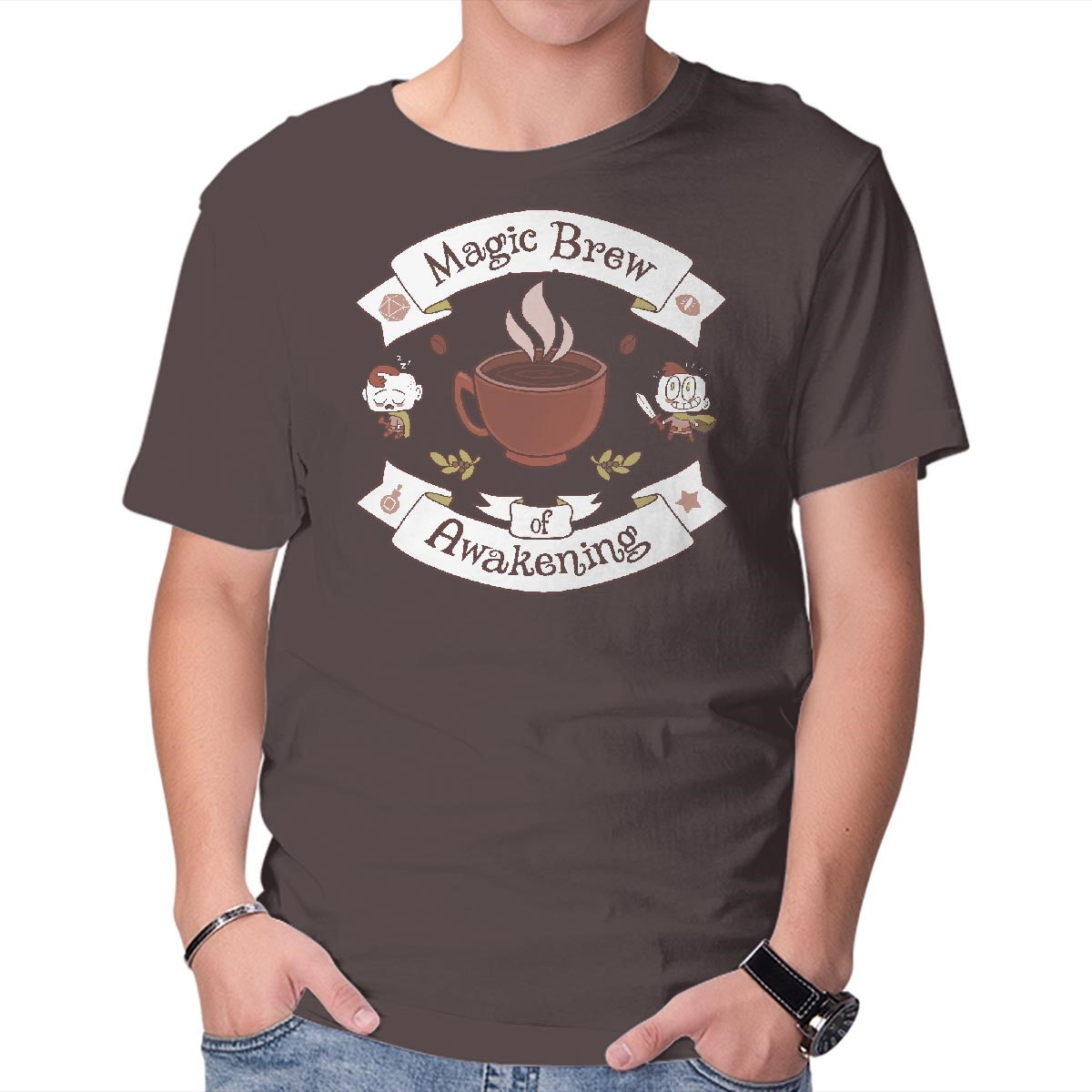Unisex Crew Neck T-Shirt Magic Morning Brew Graphic Short Sleeve Casual Tee XXXL