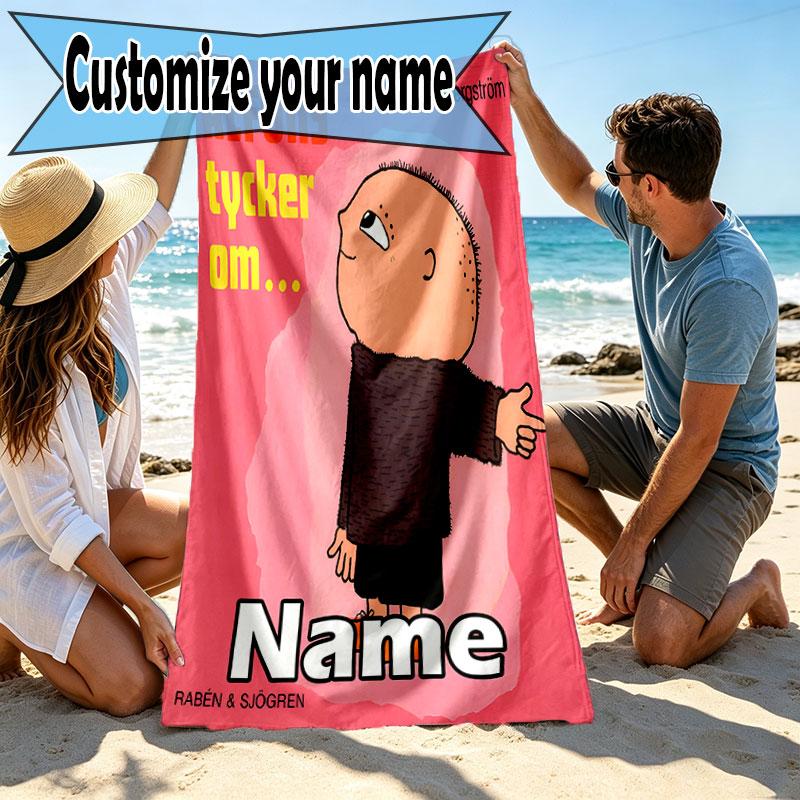 Custom Name Personalized Alfons Aberg Print Beach Towel, for Trip Camping Beach Party Home Decor, Birthday Gift for Family & Friends