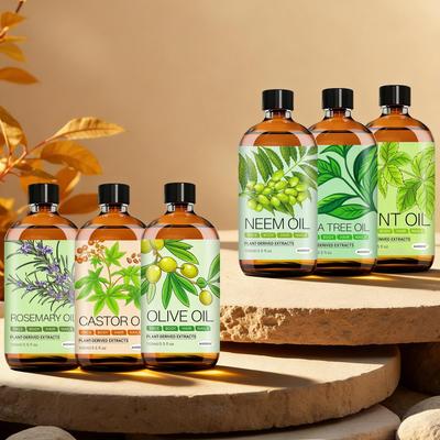 6 typů voňavých esenciálních olejů(100 ml), Pleťový olej, Má funkci proti stárnutí, Obsahuje mátu, tea tree, neem, ricinový olej, olivový olej, rozmarýn,