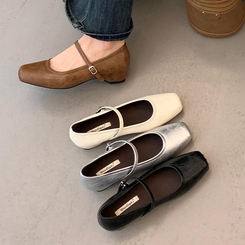 Fashion Female Shallow Ladies Mary Janes Flats Shoes Spring Summer Fashion Buckle Strap Women Shoes With Height Increasing Footwear