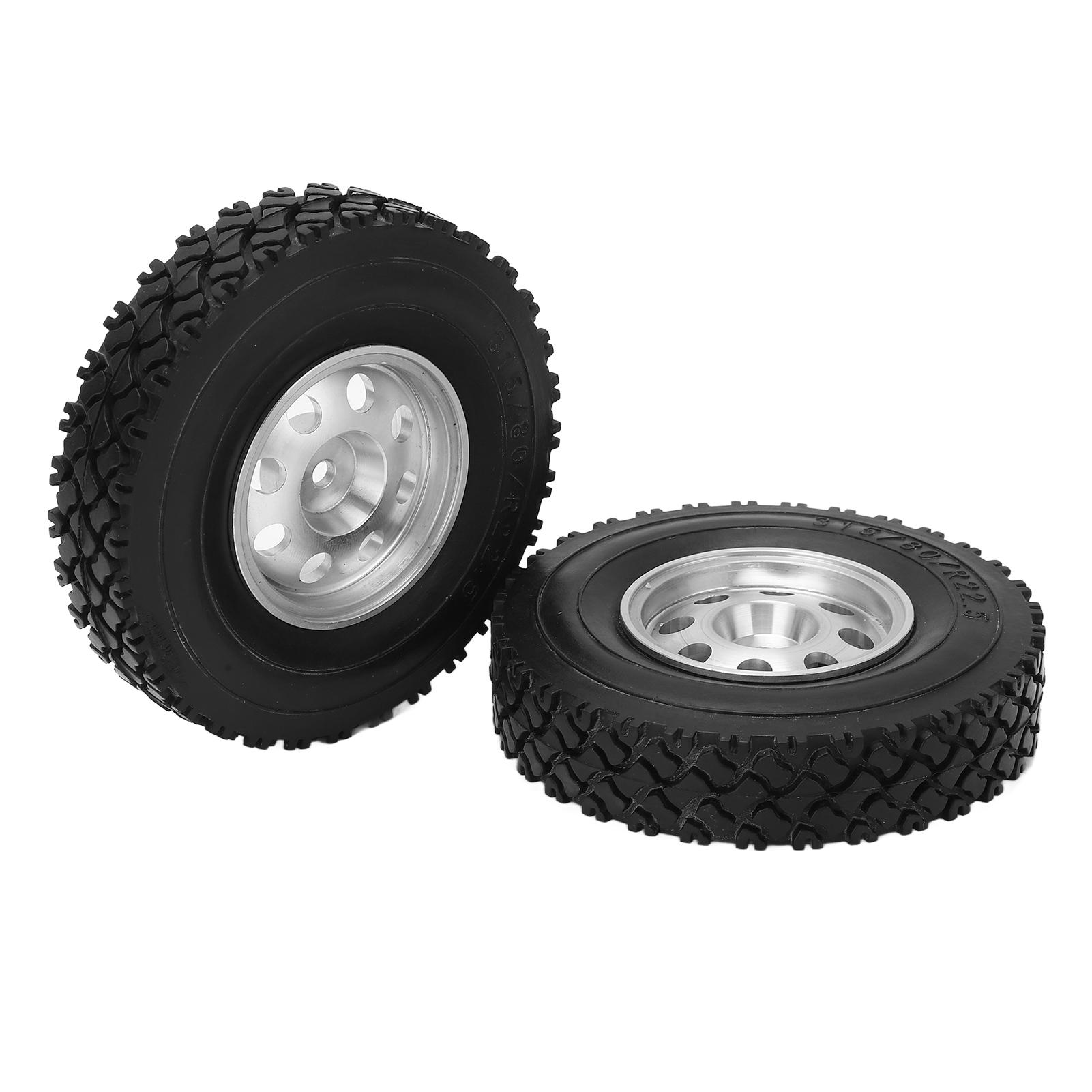 

2Pcs RC Car Wheels Rubber Tires CNC Metal Wheel Rims Hubs Set for Tamiya 114 RC Car Truck