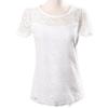Women's Lace Hollow Embroidery White Elegant Blouse Summer Trendy O Neck Short Sleeve Cotton Shirt Sweet Chic Top Female Blouse