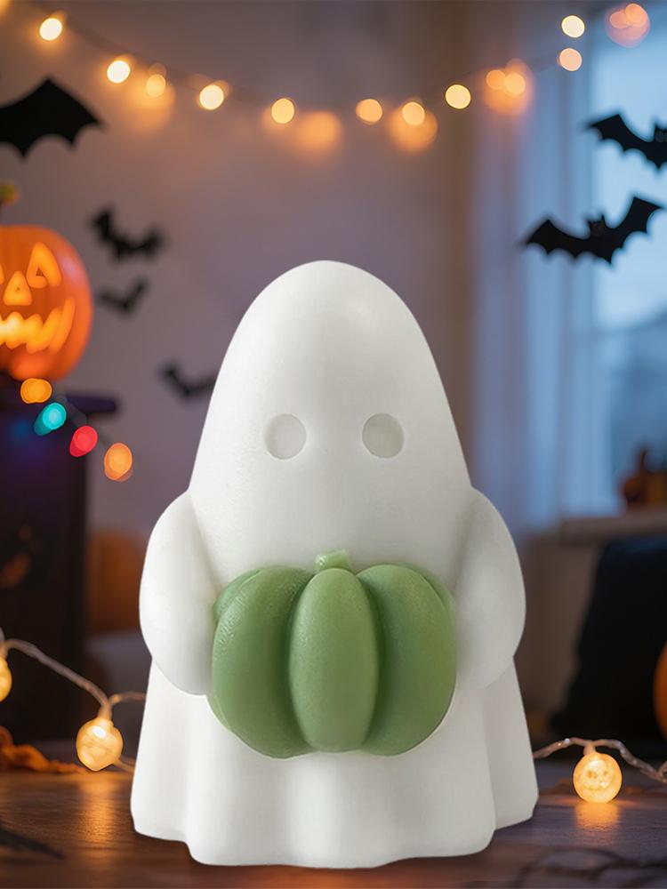 Halloween Ghost Candle Mold DIY Pumpkin Ghost Decorations Silicone Mold Plaster Mold for Spooky Party Decor and Handmade Gifts