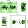 Seliem St. Patrick's Day Kitchen Dish Towels Set of 2, Lucky Clover Shamrock Green Hat Hand Towels Drying Baking Cooking Cloth, Plaid Check Farmhouse