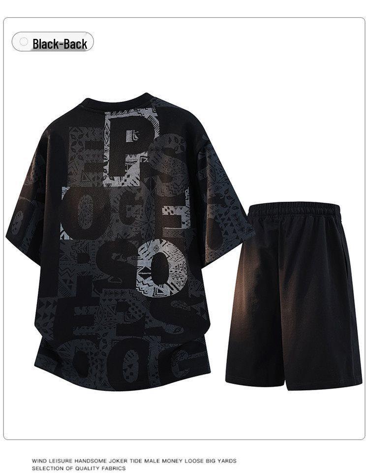 Men's Summer Casual Plus Size Two-Piece Set: Short Sleeve T-shirt & Loose Fit Shorts