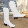 New thick heel y western cowboy boots embroidered sleeve retro tall large size riding boots women