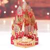 Paper Christmas 3D Greeting Card with Envelope Craft Merry Christmas Blessing Cards Gold Plated Pop Up Paper Carving Postcard
