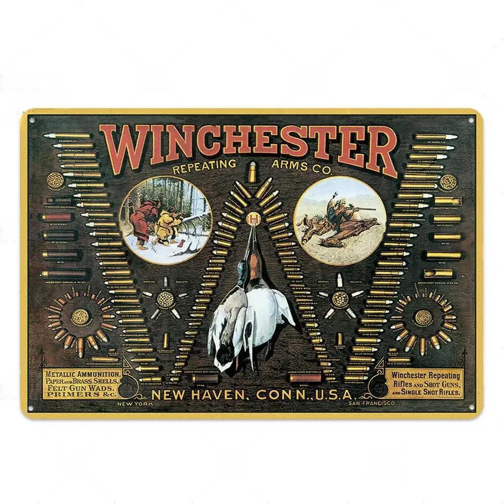 Retro Shooting Winchester Colts Metal Plaque Plate Painting Iron Tin Sign Wall Art Picture For Hunters Home Living Room Decor