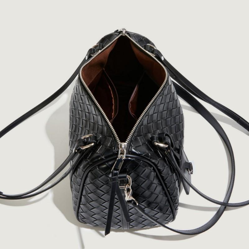 Large Woven Tote Bag Women Soft PU Shoulder With Zip Multi-Compartment Organizer Urban Chic Style