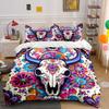 Colorful Bull Skull Design. Bedding Sets Duvet Cover Sets Duvet Covers Pillowcases(1 * Duvet Cover 2 * Pillowcases Without Duvet Insert)