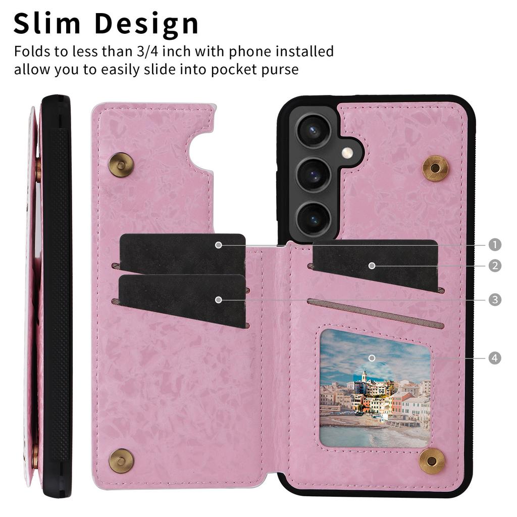 For Samsung Galaxy S25 FE Case Flower Leather TPU RFID Blocking Phone Cover Card Slots