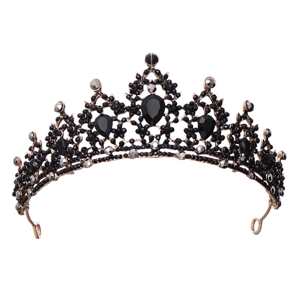 Evlry LED Strass Tiara Schwarz - Leuchtende Kristall Krone Für Halloween, Cosplay Und Partys