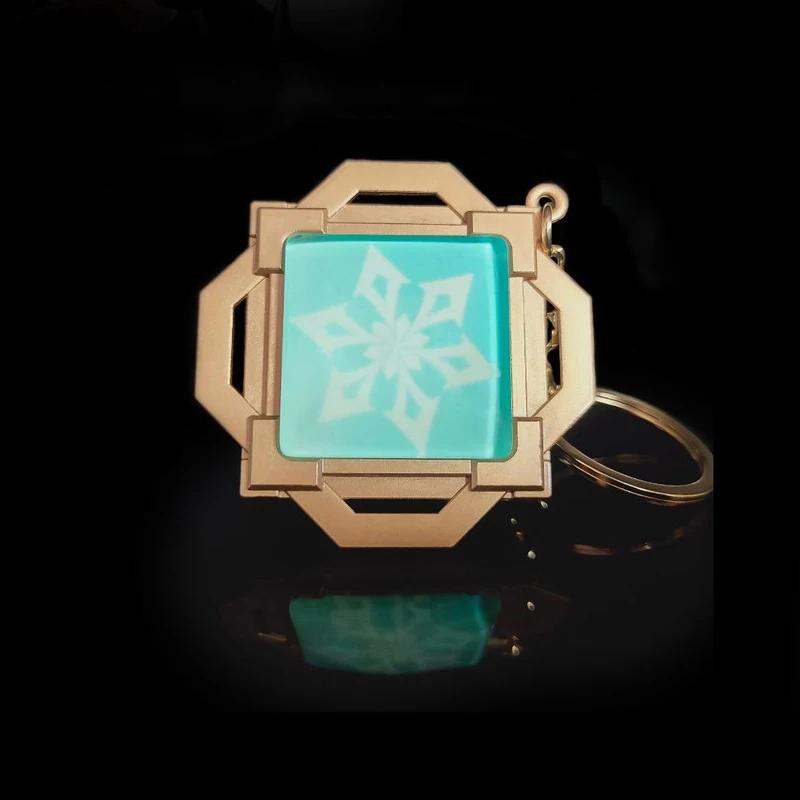 New Teyvat Vision Fontaine Water God Focalors Lyney and Lynette Keychain Luminous 7 Element Eye Of God Toy KeyRing
