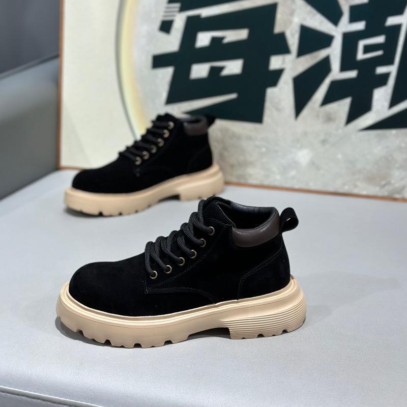 Autumn new high-top leather surface light and comfortable casual soft-soled lace-up shoes