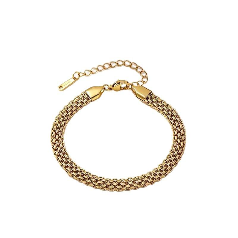 European and American wide-style fashion titanium steel woven bracelet, niche minimalist design, versatile accessory factory
