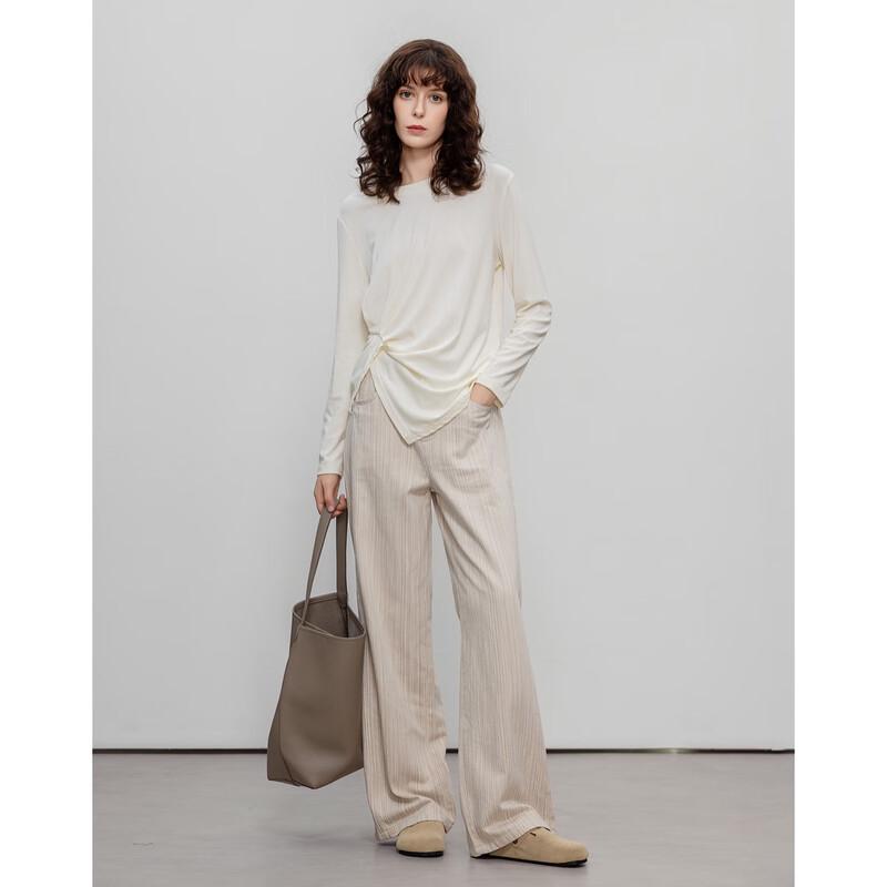Women's Asymmetric Twist-Knot Lyocell Blend Long Sleeve Top