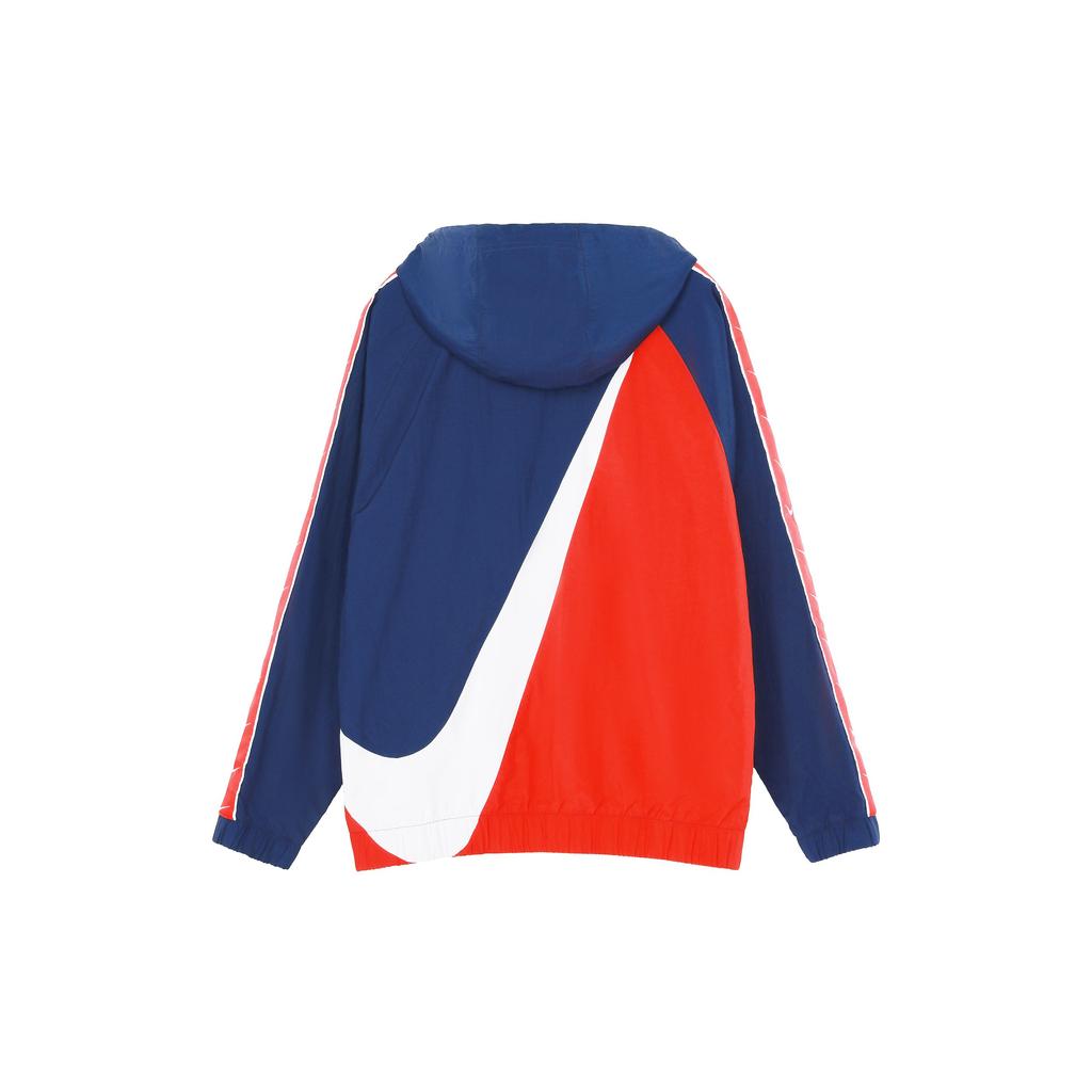 Nike Big Swoosh Half-Zip Hooded Jacket Men Outerwear Blue Red CV9168-451