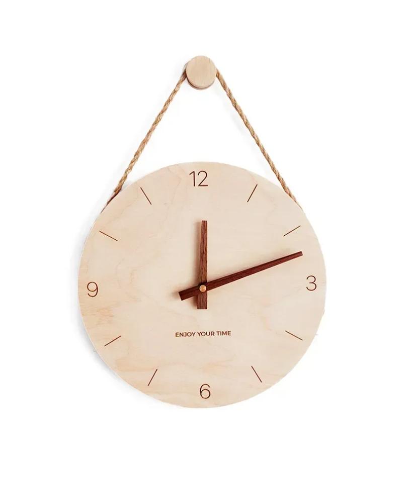 Nordic Solid Wood Wall Clock Living Room Personality Creative Fashion Japanese Modern Simple Log Clock Wall Clock Living Room