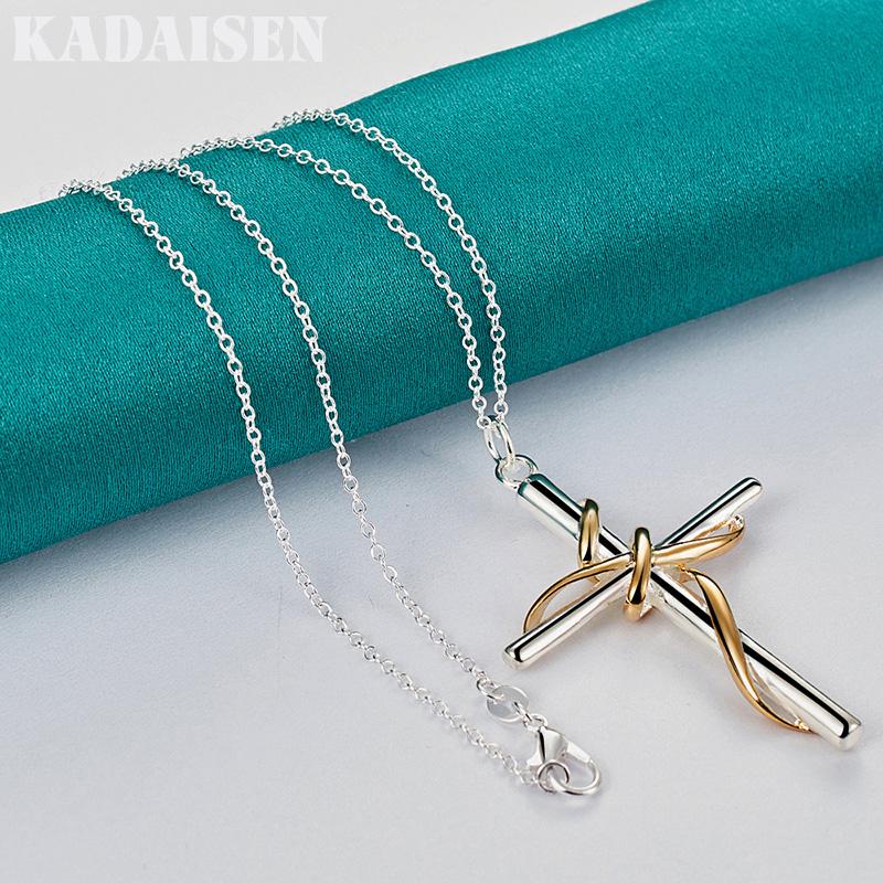 925 Sterling Silver Cross 16-30 Inch Pendant Necklace for Women Wedding Engagement Fashion Jewelry