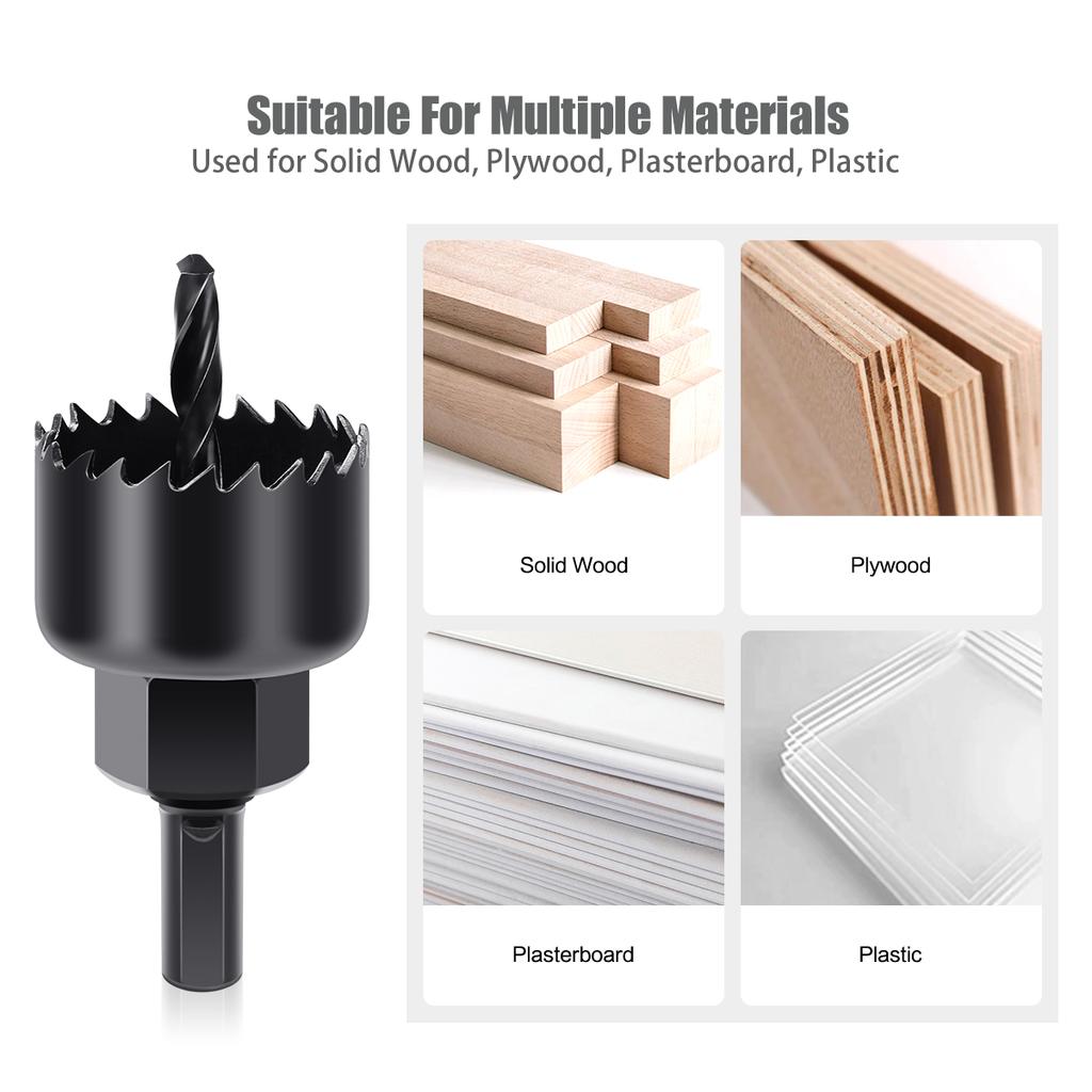 For Soft Wood PVC Board Plasterboard 5/8/13pcs Hole Saw Kit Drill Bit 19-127mm Hole Cutter Set