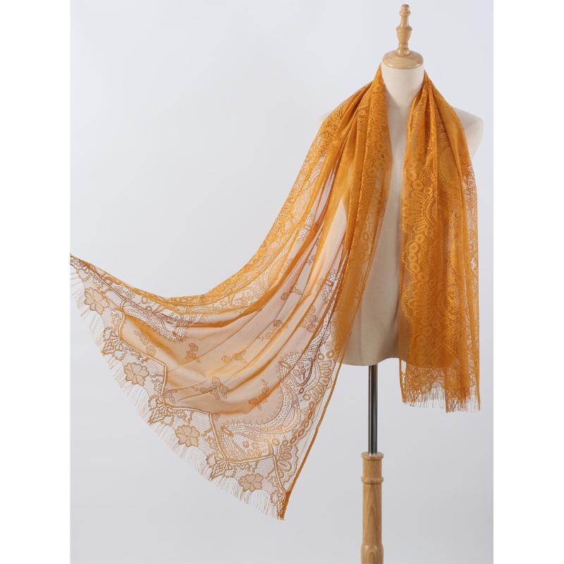 Elegant Lace Shawl Wrap For Evening Party Wedding Formal Event Flower Pattern Scarf With Tassels And Seethrough Design
