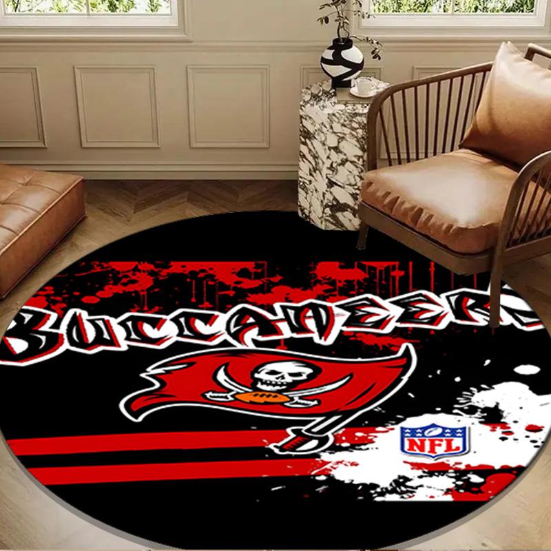 Tampa Bay Buccaneers Logo Round Mat, Anti-slip Circle Carpet Chair Rug For livingroom,Bedroom, Doormat Home Decor Gift Christmas Gifts