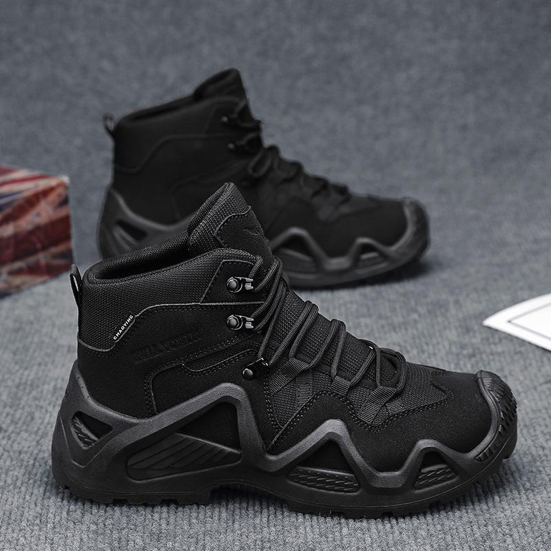 

Высокие тактические ботинки, износостойкие ботинки для пустыни с жесткой подошвой, армейские ботинки для занятий спортом на открытом воздухе, повседневные тренировочные ботинки, дышащая походная обувь для мужчин 39 чёрный