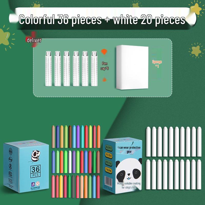Water-Soluble Dust-Free Chalk for Teachers & Students - Reveals Color When Wet - Ideal for Blackboard Writing & Drawing