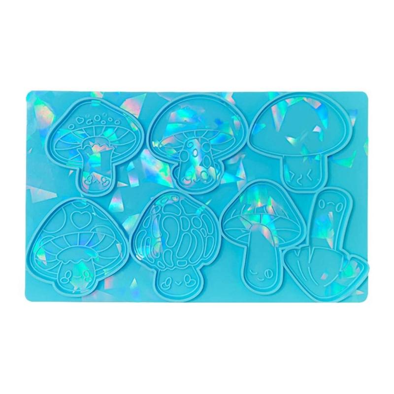 Light and Shadow Keychain Pendant Silicone Molds Mushroom-shape Holographic Mold DIY Ornaments Mould for Birthday Gift
