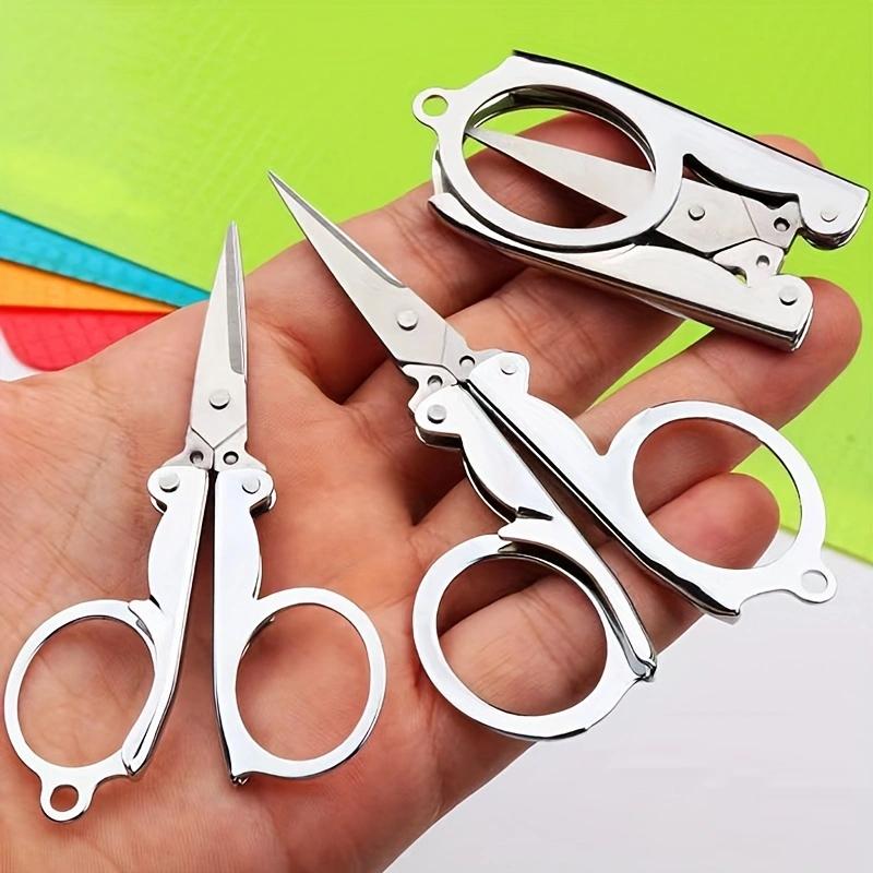 1PC Folding, portable, multi-functional stainless steel small scissors for travel, home and student safety scissors