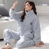 "Women's Winter Coral Fleece Pajama Set - Thick, Warm Flannel Suit for Autumn and Winter"
