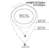 SHIXIN Retro Rhinestone Square Long Pendant Necklace for Women Minimalist Multi-layer Clavicle Chain Sweater Chain Jewelry Gifts