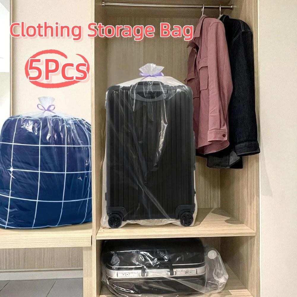 5Pcs Waterproof Clothing Storage Bag Transparent Dustproof Moving Packing Bag Large-capacity Thickened Luggage Box Storage Bag