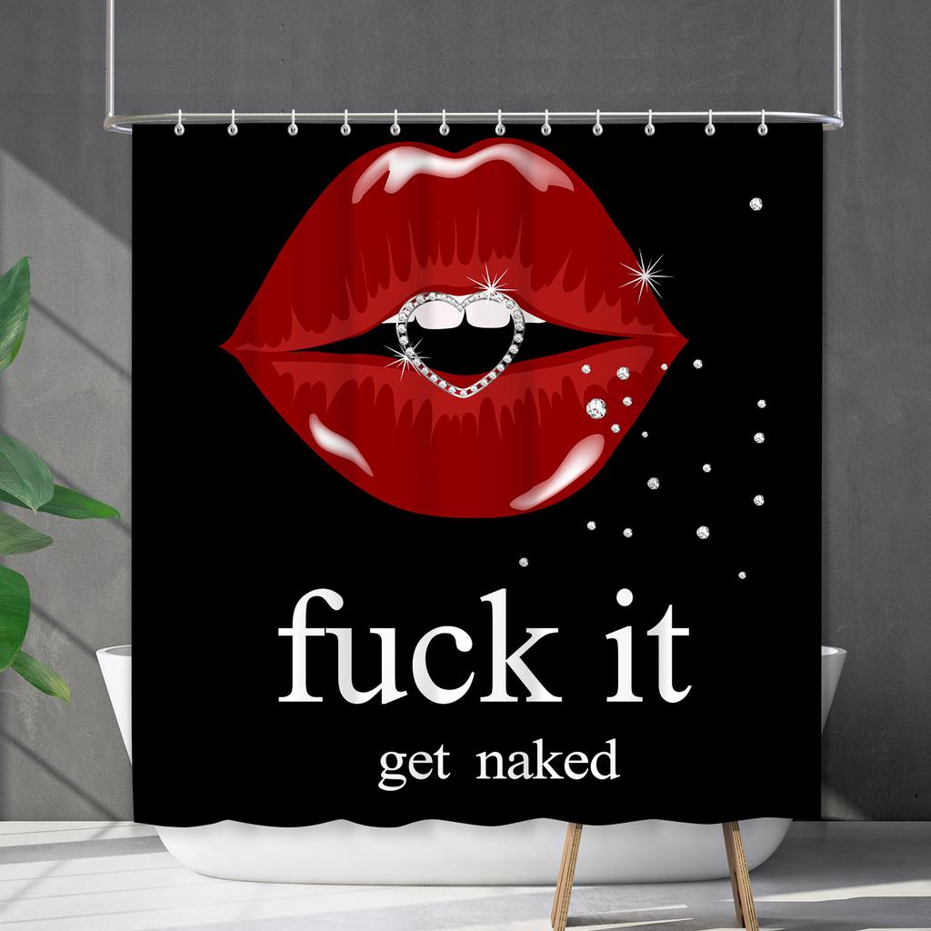 Shower Curtain Waterproof And Mildew-Proof Digital Printing English Alphabet Shower Curtain Bathroom Shower Cloth Partition Curtain Free Of Punching