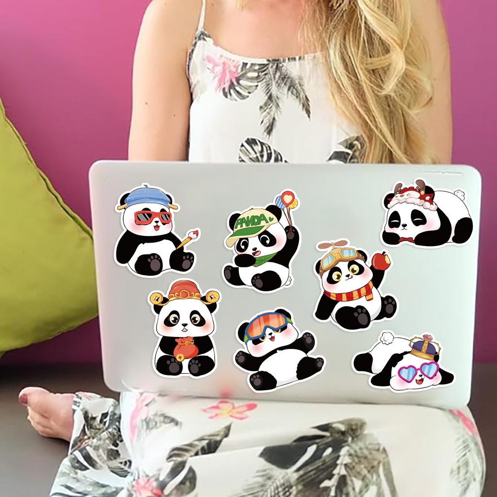 8 Cartoon Panda Animals Make A Face Face Change Sticker DIY Hand Account Small Card Mobile Phone Case Decoration