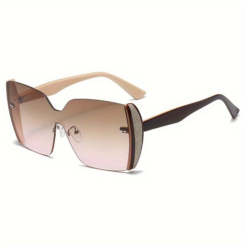 Fashion Sunglasses For Women Oversized Square Frame Retro Color Gradient Uv Blocking Single Lens Trendy Eyewear