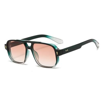 Classic Double Bridges Square Sunglasses Women Men Fashion Clear Ocean Lens UV400 Sun Glasses Rivets Trending Eyewear