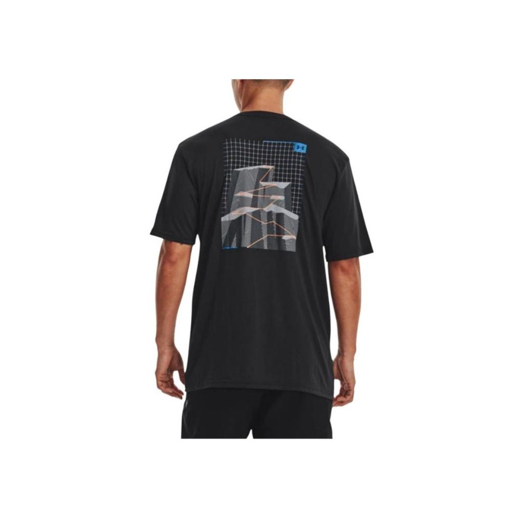 Under Armour Back Print Round Neck Pullover Outdoor Sports Short Sleeve T-Shirt Men T-Shirts Black 1377559-001