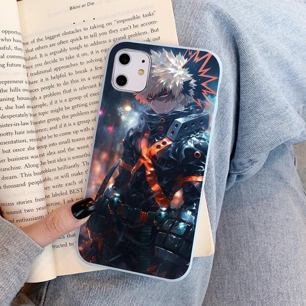 Cartoon B-Bakugo K-Katsuki Phone Case For IPhone 14 11 12 13 Mini Pro Xs Max 8 7 6 6S Plus X XR Solid Candy Color Case