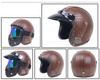 Retro Leather Motorcycle Half Helmet with Visor