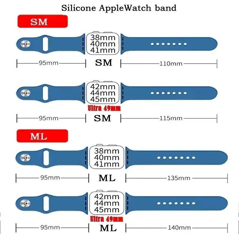 Bracelet en silicone pour bracelets Apple Watch 45 mm 44 mm 49 mm 40 mm 41 mm 42 mm Bracelet sport correa iWatch Series SE 9 8 7 6 5 3 4 Ultra 2