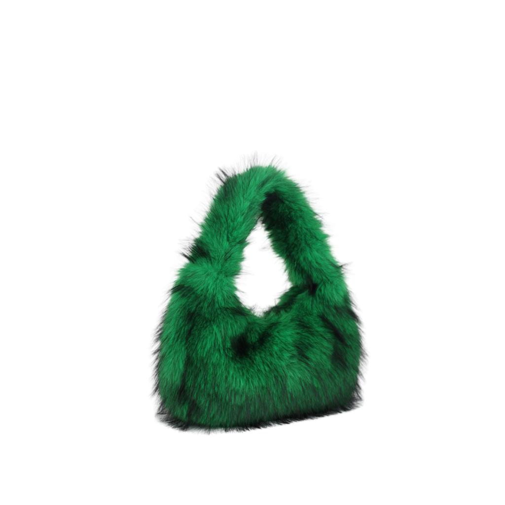 Autumn Winter New Faux Raccoon Fur Fluffy Handbag Women's Fashion Shoulder Bag Clutch Small Square Bag Soft Comfortable Versatile