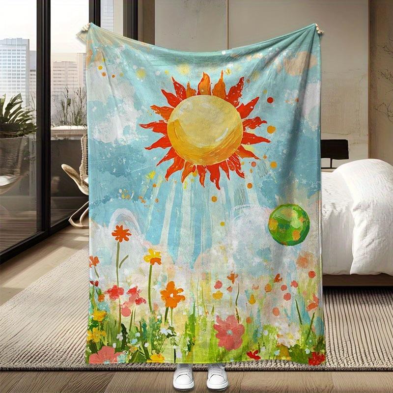 

Bright sunlight floral patterns Blanket Sofa Bed Travel Camping Living Room Office Conditioning Blanket for All Seasons Gifts 75x100cm