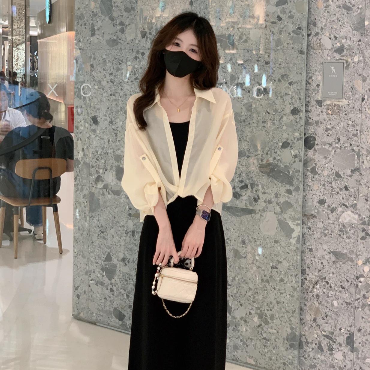 Trendy Women s Two-Piece Sun Protection Suit: Slim-Fit Dress & Camisole for Spring/Summer S