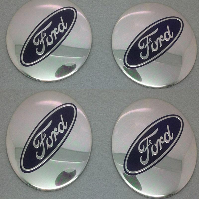Elegant 4 Stück 56mm Auto Radnabenkappen Emblem Aufkleber für Ford Schwarz und Blau