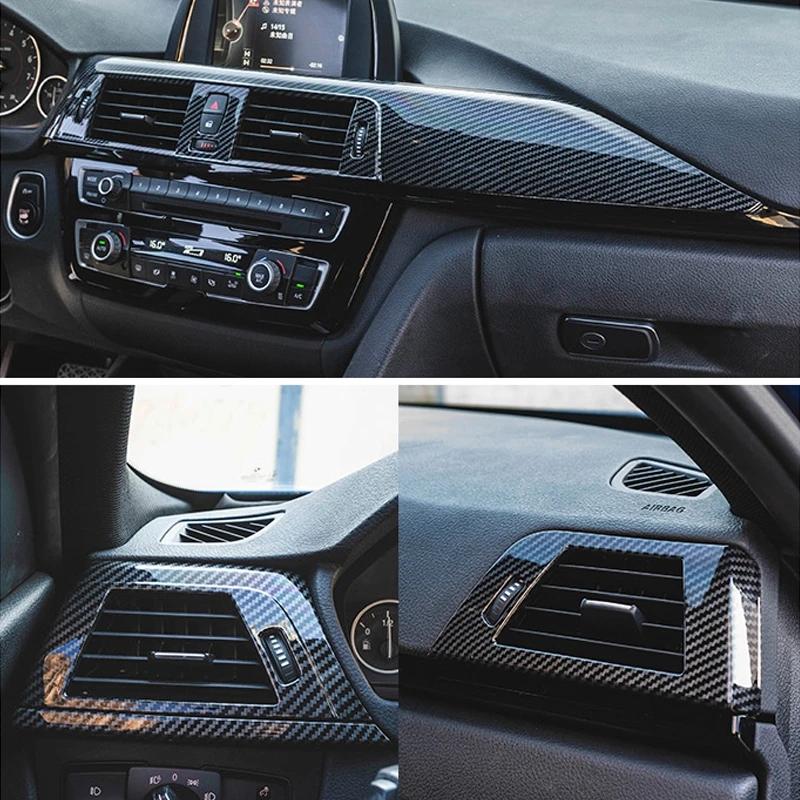 LHD Car Styling Fibră de carbon Consolă centrală Priza de aer Panou Capaci Decorare autocolante cadru pentru BMW F30 F31 F32 F34 F36